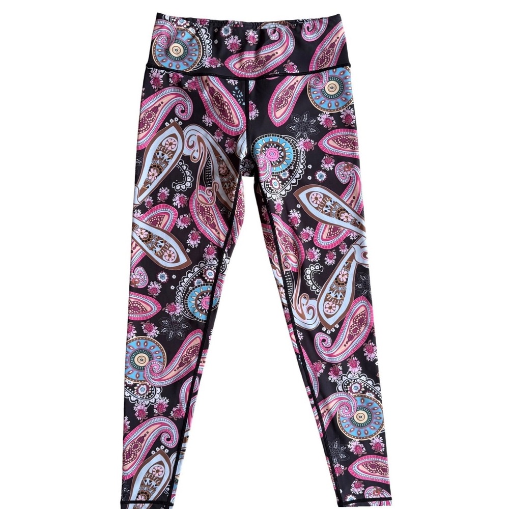 New Paisley Leggings High Waist Boho Pink Blue Mandala Yoga Pants Snatched M/L